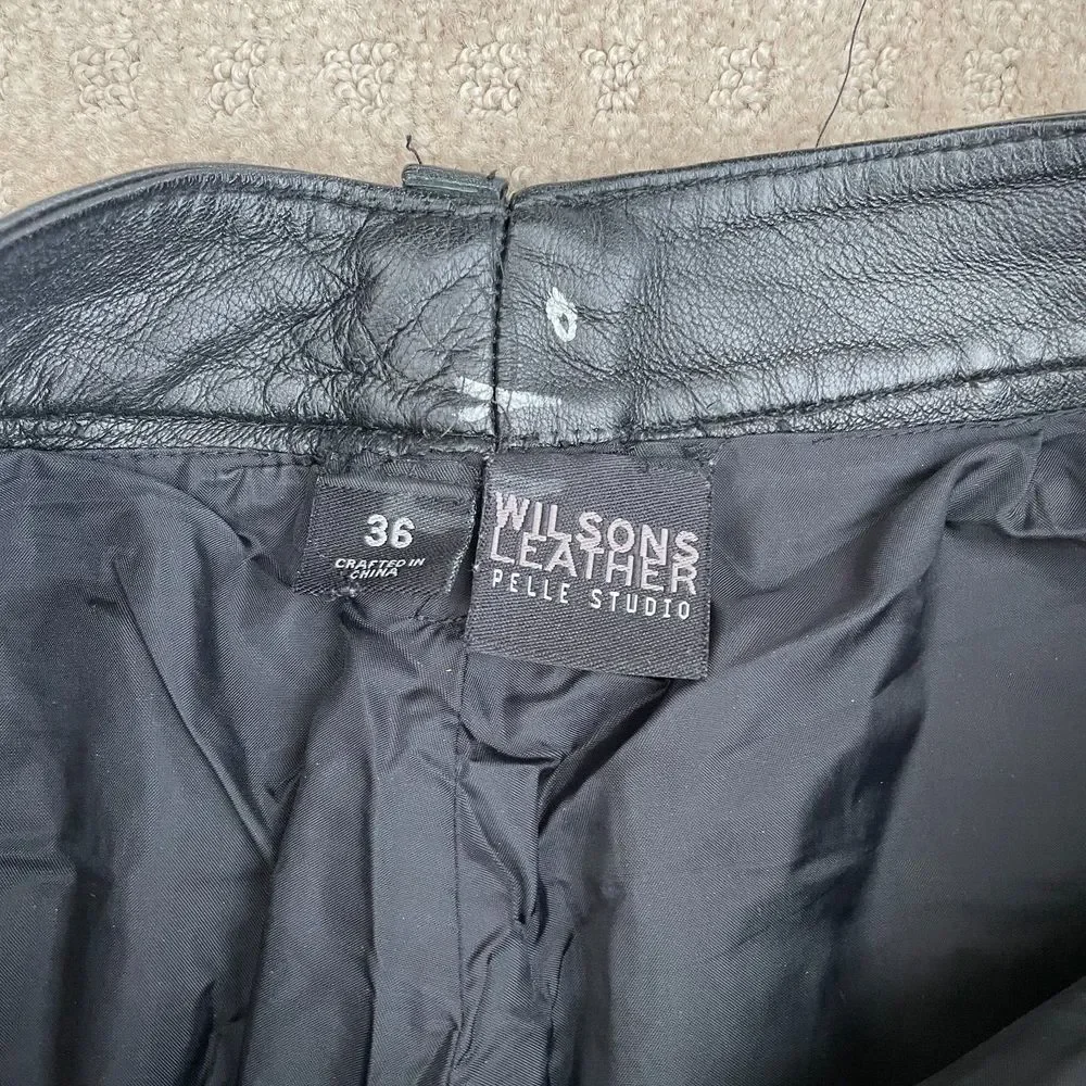 Vintage Wilson Leather Pants 30x31 (Tag 36) Black Motorcycle Biker Retro Y2K 90s